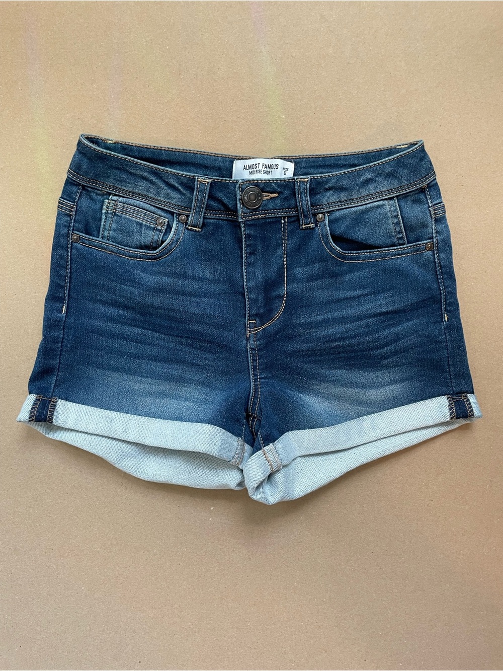 Almost Famous Dark Blue Rolled Hem Denim Shorts